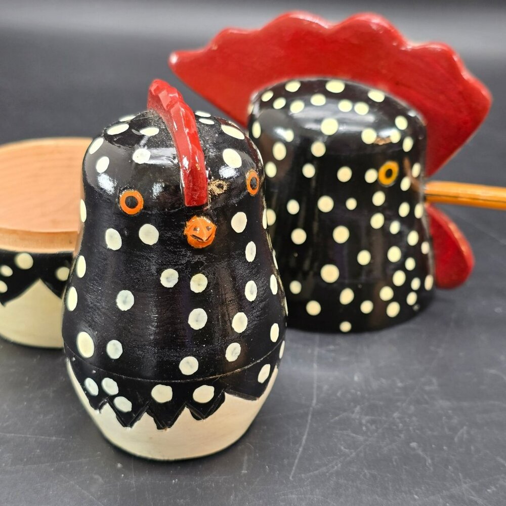 Polka Dot Wooden Chicken Nesting Dolls Set By Authentic Models 5" CR2031 - Picture 12 of 13